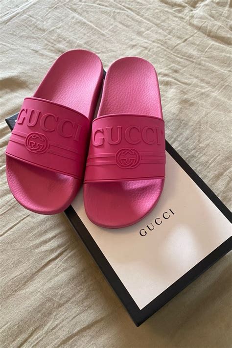 gucci blue floral heels|hot pink Gucci slides.